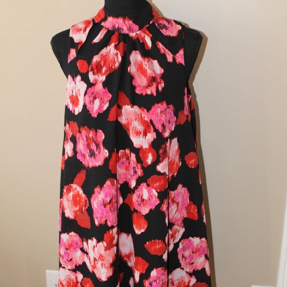 Gianni Bini Red & Pink Floral Sleeveless Dress